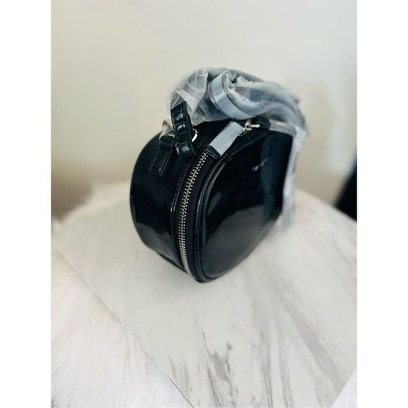 TAHARI Laguna Crossbody Bag, Vegan Patent Leather, Black, Adjustable Strap, NWT - Picture 15 of 16